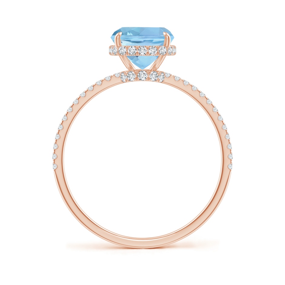 9x7mm AAAA Thin Shank Cushion Cut Aquamarine Ring With Diamond Accents in 18K Rose Gold side 199