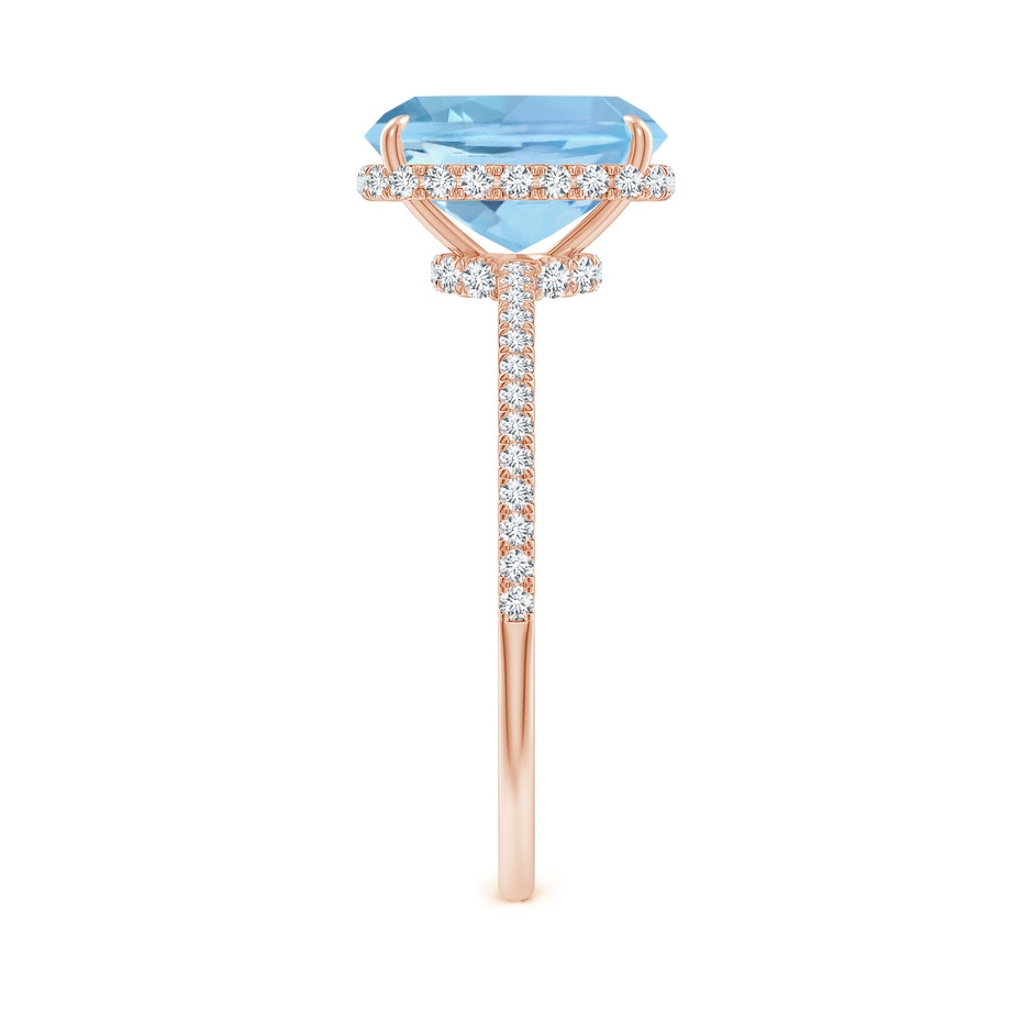 9x7mm AAAA Thin Shank Cushion Cut Aquamarine Ring With Diamond Accents in 18K Rose Gold side 299