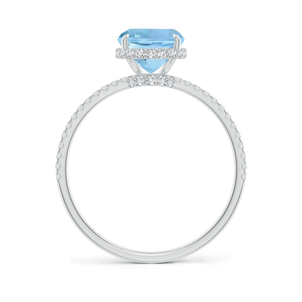 9x7mm AAAA Thin Shank Cushion Cut Aquamarine Ring With Diamond Accents in 18K White Gold Side 199