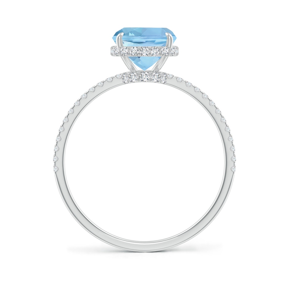 9x7mm AAAA Thin Shank Cushion Cut Aquamarine Ring With Diamond Accents in 18K White Gold side 199