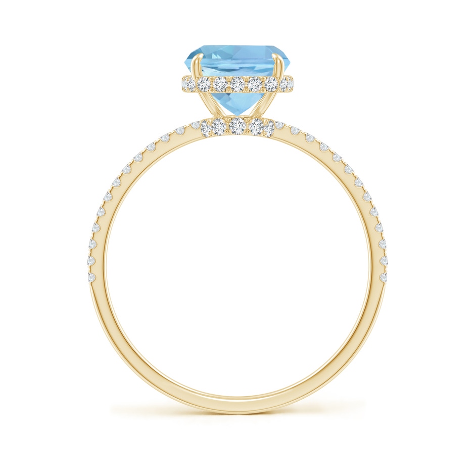 9x7mm AAAA Thin Shank Cushion Cut Aquamarine Ring With Diamond Accents in 18K Yellow Gold side 199