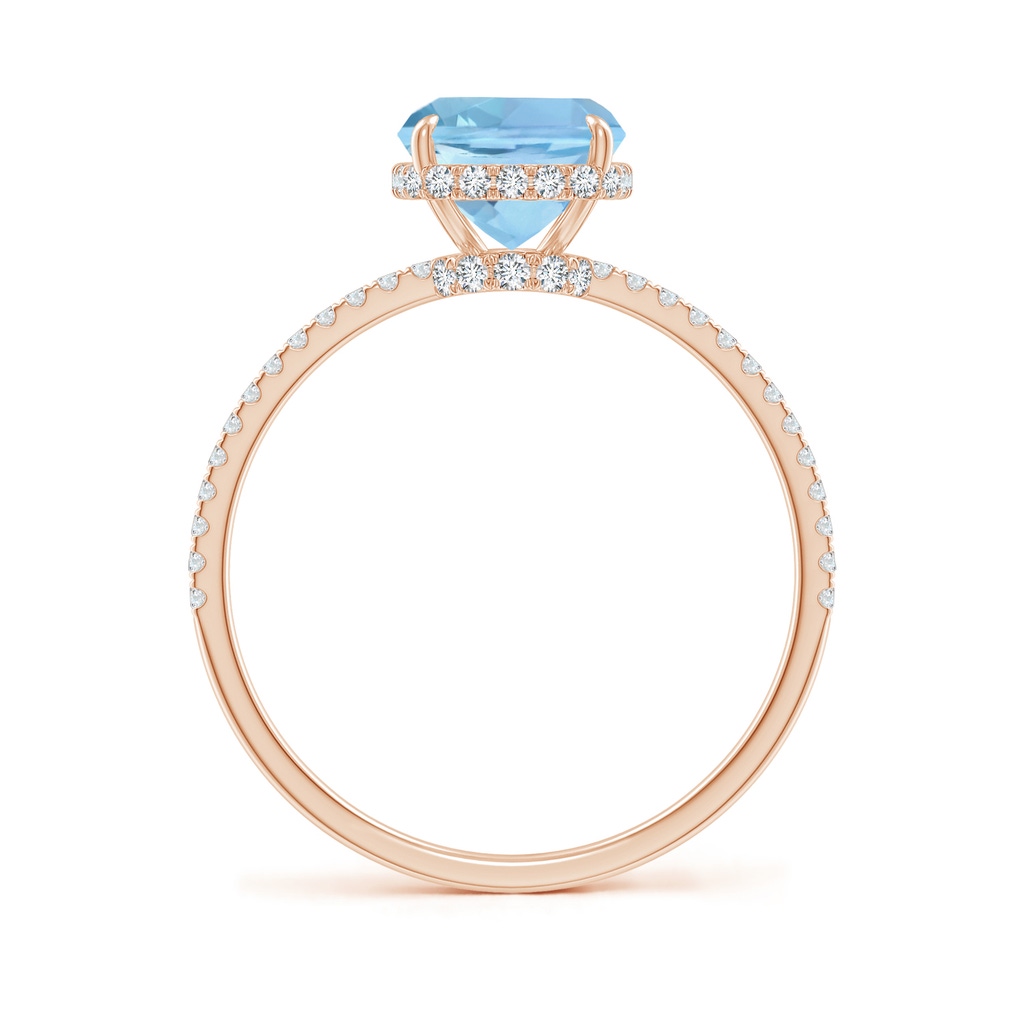 9x7mm AAAA Thin Shank Cushion Cut Aquamarine Ring With Diamond Accents in Rose Gold Side 199