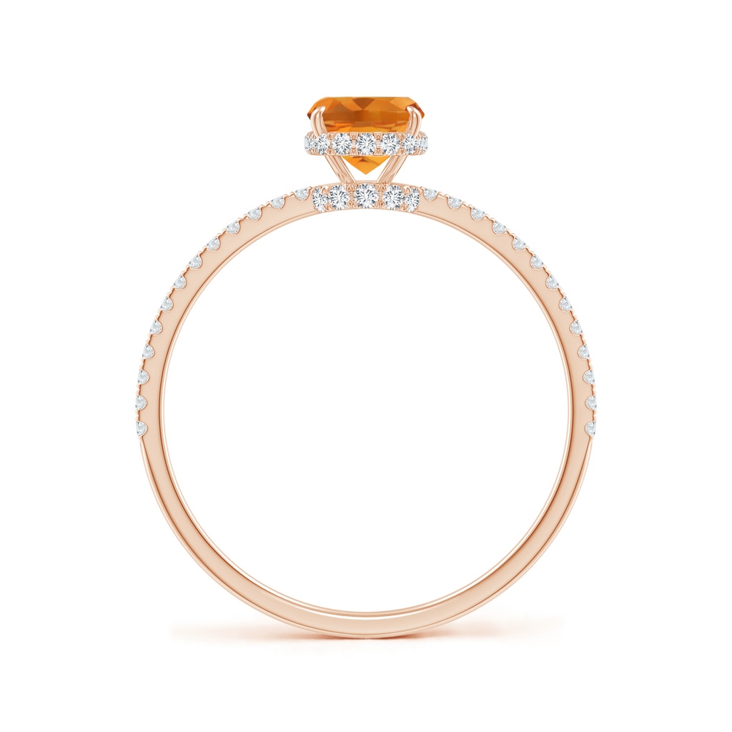 7x5mm AAA Thin Shank Cushion Cut Citrine Ring With Diamond Accents in Rose Gold Side-1