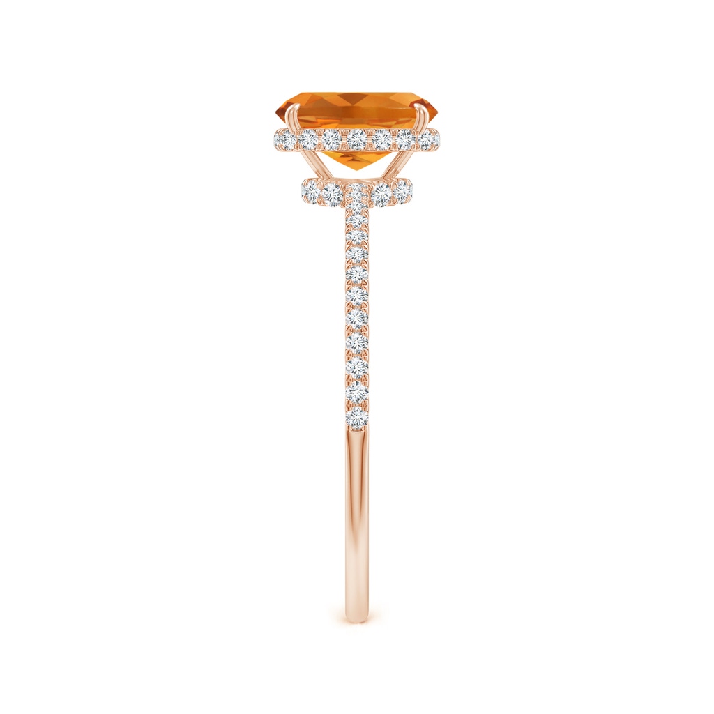 7x5mm AAA Thin Shank Cushion Cut Citrine Ring With Diamond Accents in Rose Gold Side-2