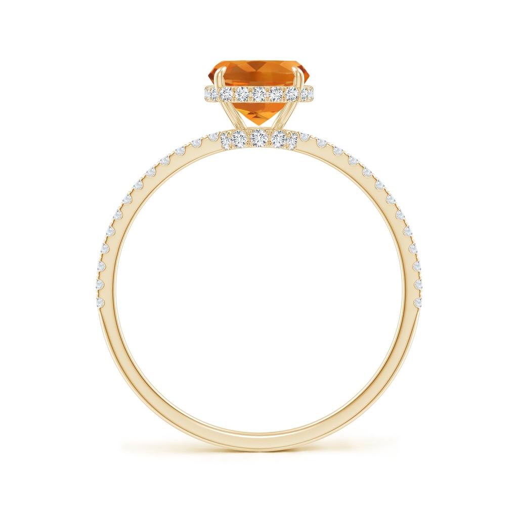 8x6mm AAA Thin Shank Cushion Cut Citrine Ring With Diamond Accents in Yellow Gold Side-1