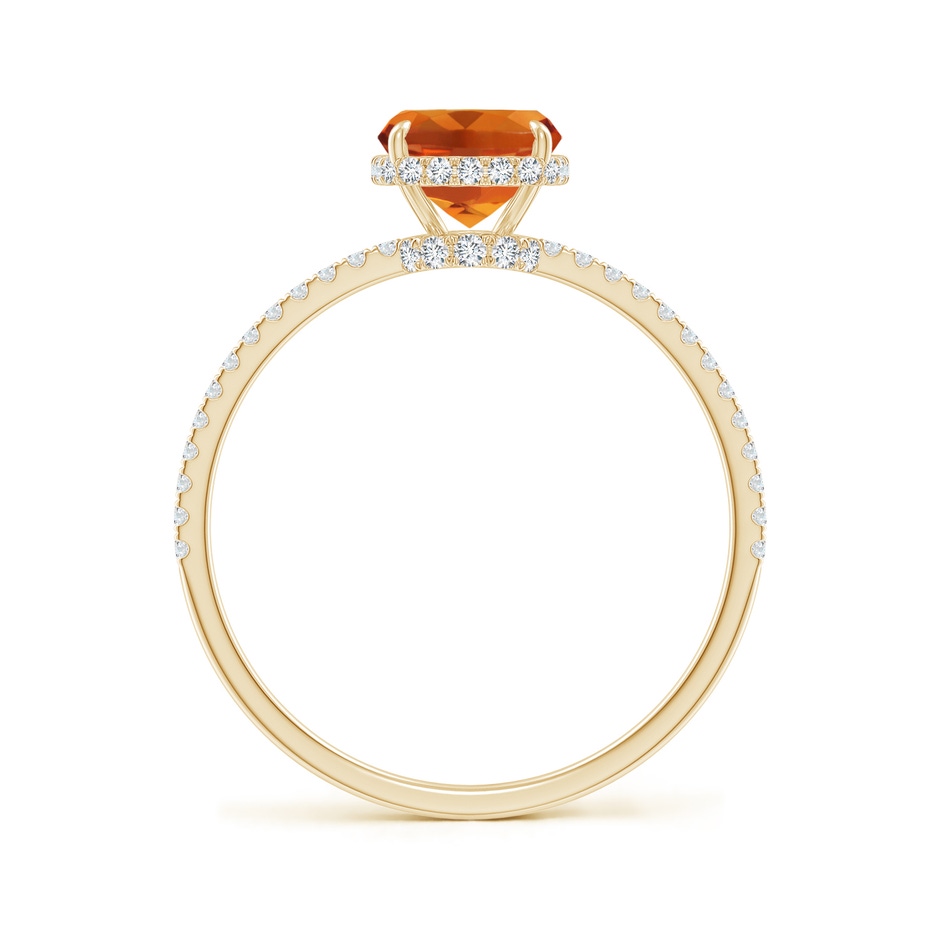 8x6mm AAAA Thin Shank Cushion Cut Citrine Ring With Diamond Accents in Yellow Gold side-1