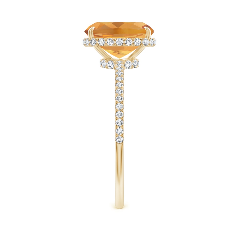 9x7mm A Thin Shank Cushion Cut Citrine Ring With Diamond Accents in 18K Yellow Gold side 299
