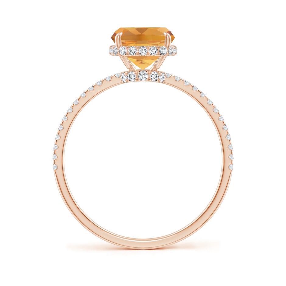 9x7mm A Thin Shank Cushion Cut Citrine Ring With Diamond Accents in Rose Gold side 199