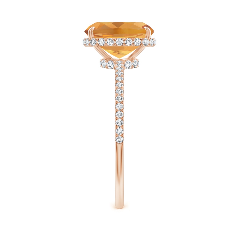 9x7mm A Thin Shank Cushion Cut Citrine Ring With Diamond Accents in Rose Gold side 299