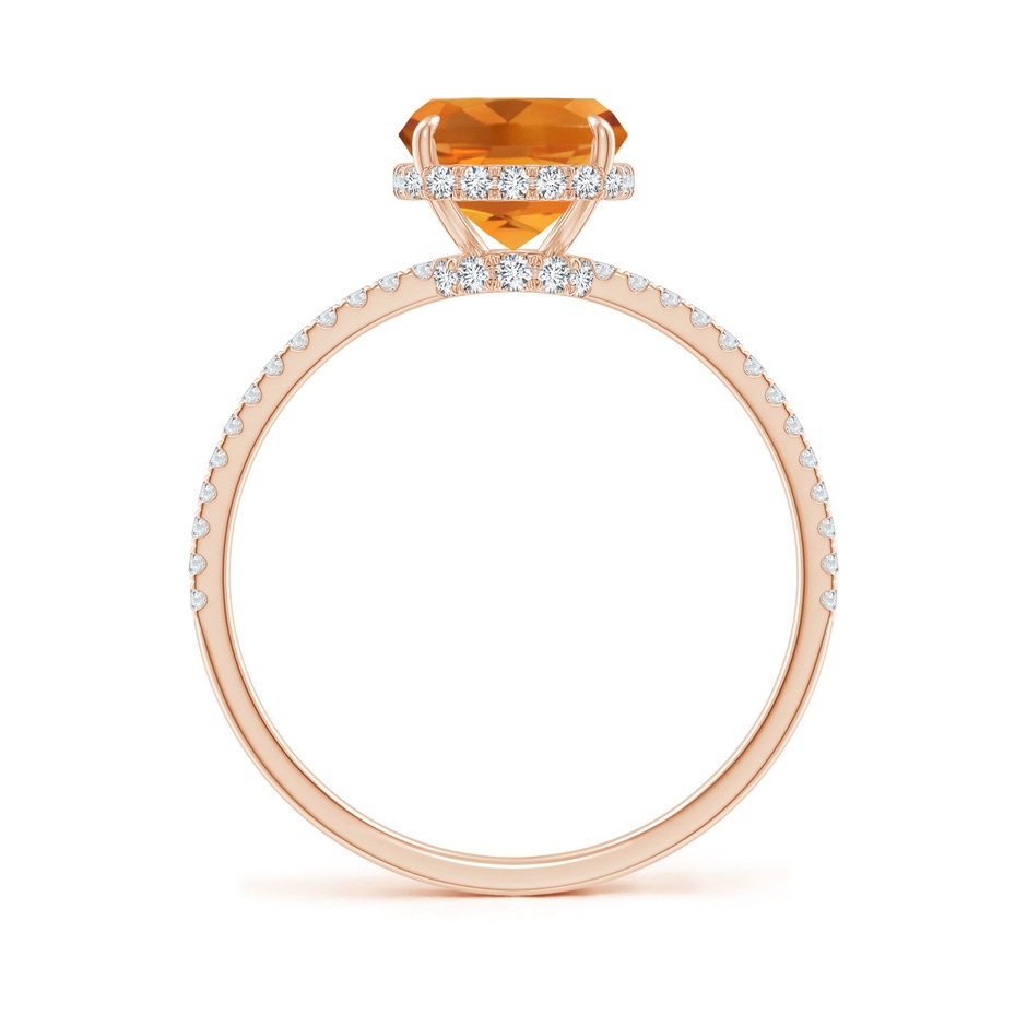 9x7mm AAA Thin Shank Cushion Cut Citrine Ring With Diamond Accents in Rose Gold side 199