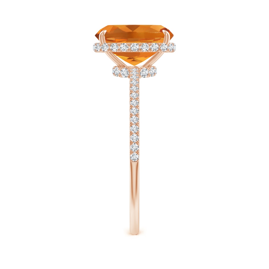 9x7mm AAA Thin Shank Cushion Cut Citrine Ring With Diamond Accents in Rose Gold side 299