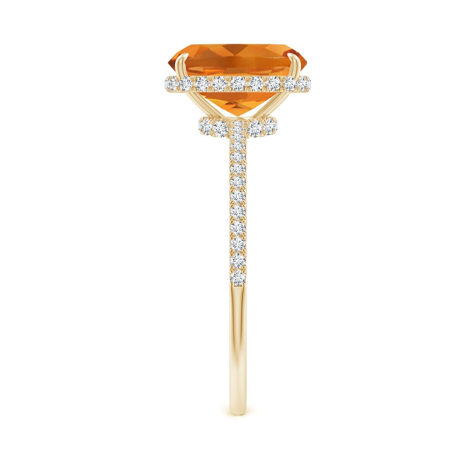 9x7mm AAA Thin Shank Cushion Cut Citrine Ring With Diamond Accents in Yellow Gold side 299