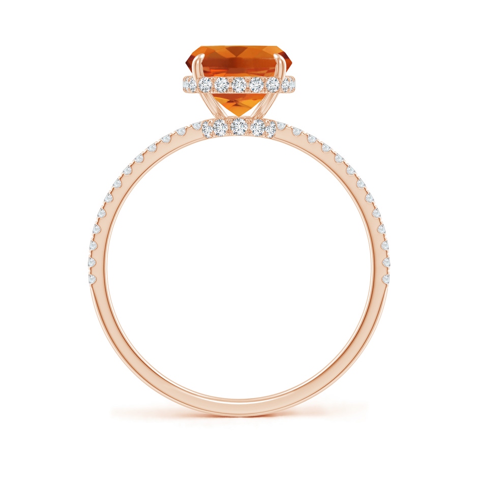 9x7mm AAAA Thin Shank Cushion Cut Citrine Ring With Diamond Accents in Rose Gold side 199