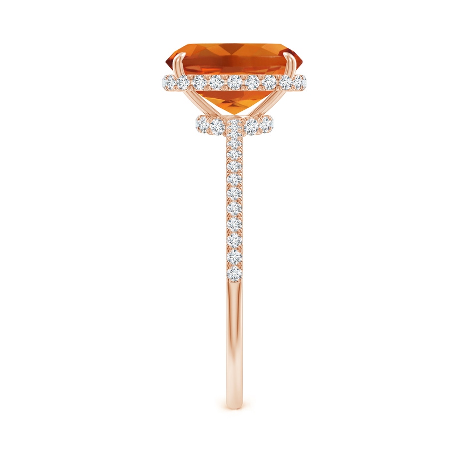 9x7mm AAAA Thin Shank Cushion Cut Citrine Ring With Diamond Accents in Rose Gold side 299