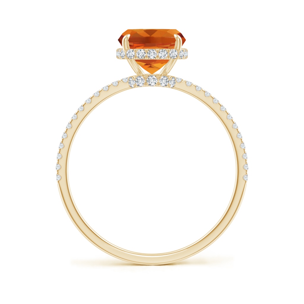 9x7mm AAAA Thin Shank Cushion Cut Citrine Ring With Diamond Accents in Yellow Gold Side-1