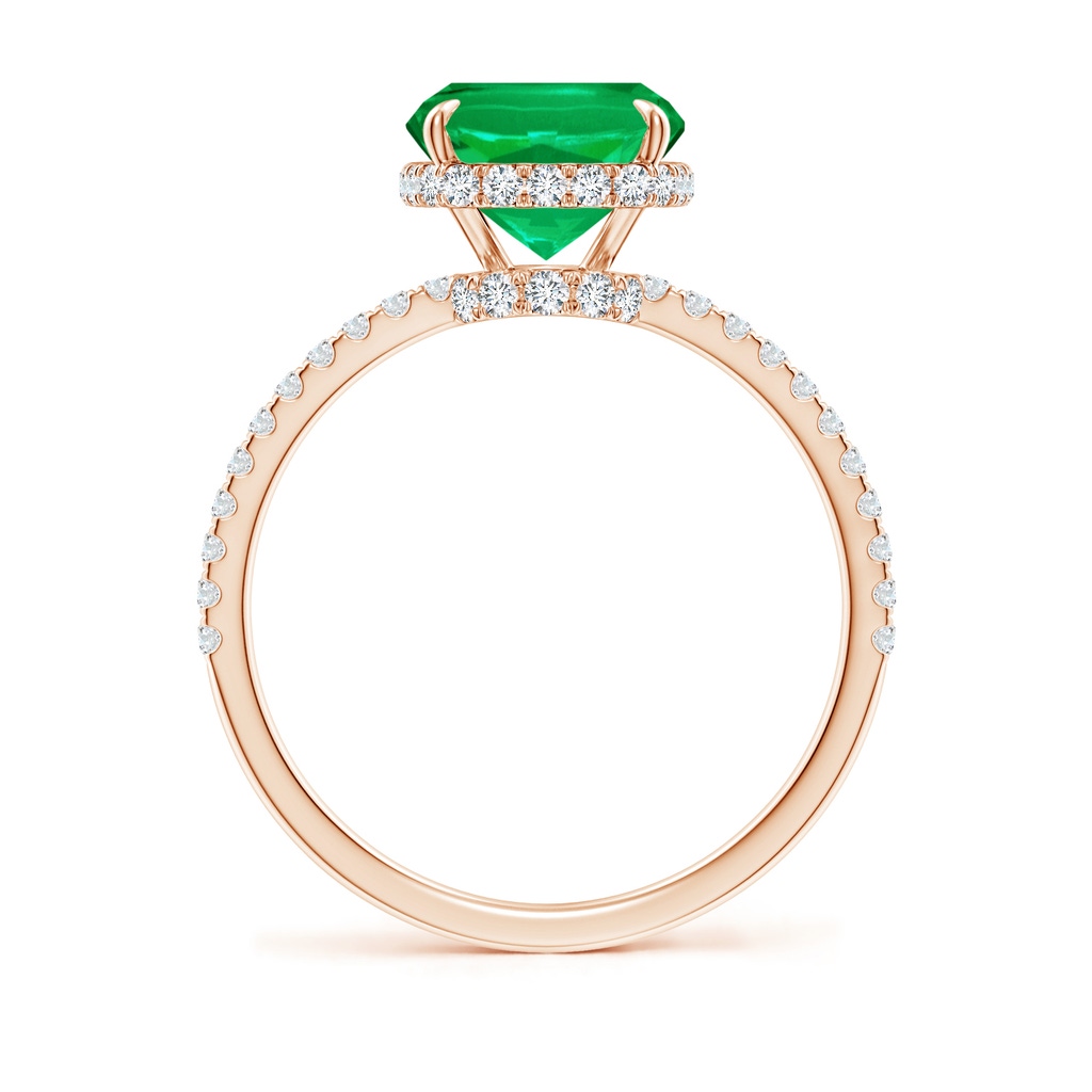 10x8mm AAA Thin Shank Cushion Emerald Ring with Diamond Accents in Rose Gold Side 199