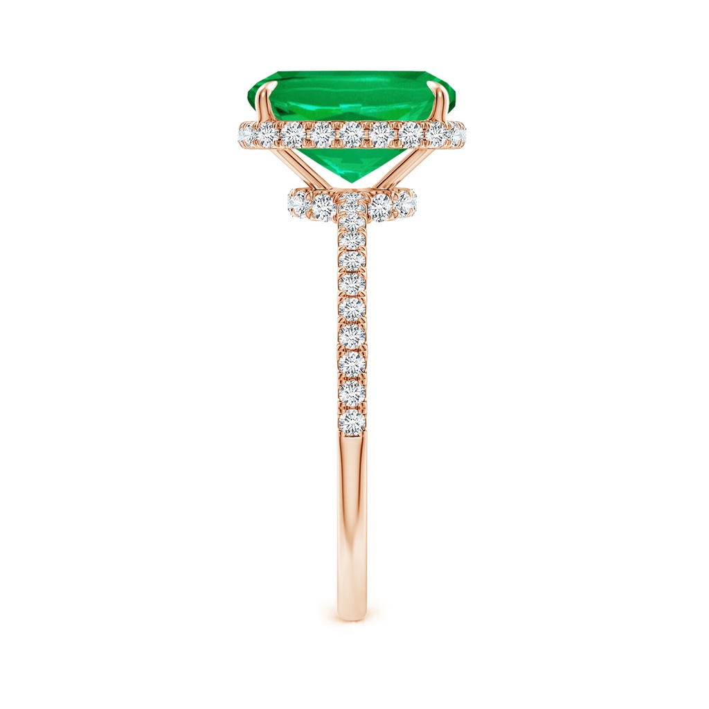 10x8mm AAA Thin Shank Cushion Emerald Ring with Diamond Accents in Rose Gold Side 299