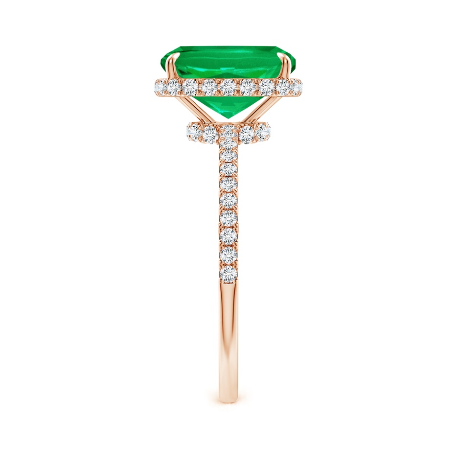 10x8mm AAA Thin Shank Cushion Emerald Ring with Diamond Accents in Rose Gold side 299