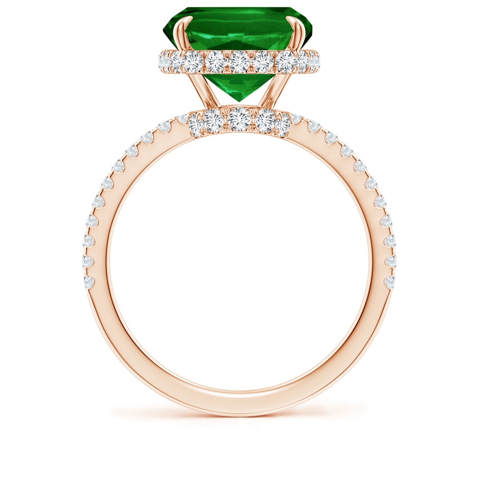 12x10mm AAAA Thin Shank Cushion Emerald Ring with Diamond Accents in Rose Gold side 199