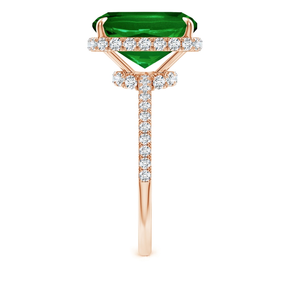 12x10mm AAAA Thin Shank Cushion Emerald Ring with Diamond Accents in Rose Gold side 299