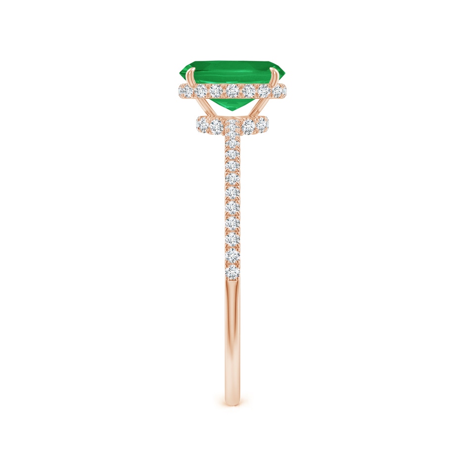 7x5mm A Thin Shank Cushion Emerald Ring with Diamond Accents in Rose Gold side 299