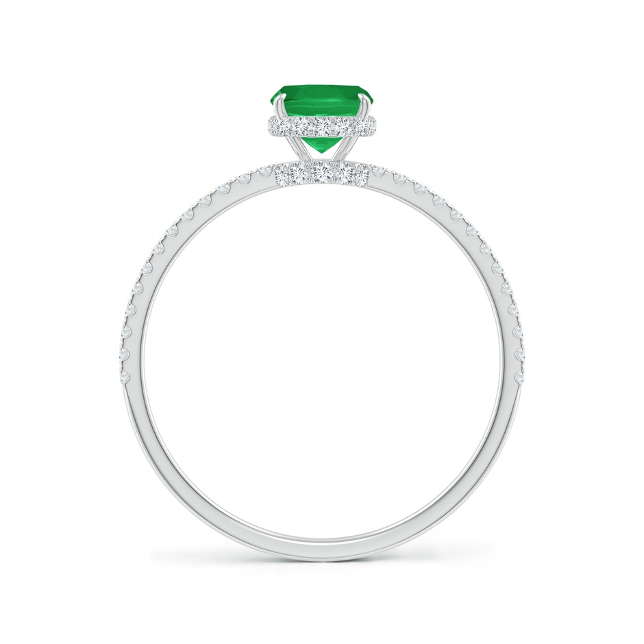 7x5mm A Thin Shank Cushion Emerald Ring with Diamond Accents in White Gold side 199