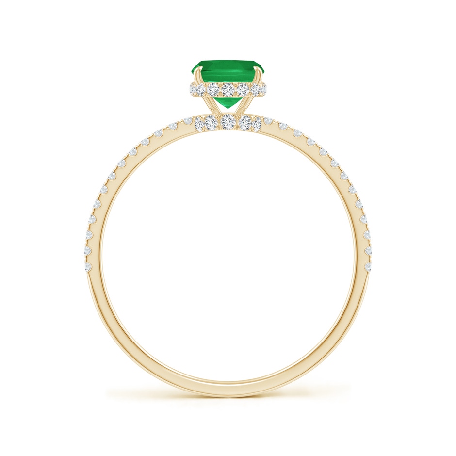 7x5mm A Thin Shank Cushion Emerald Ring with Diamond Accents in Yellow Gold side 199