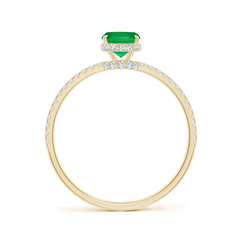 7x5mm AA Thin Shank Cushion Emerald Ring with Diamond Accents in Yellow Gold side 199