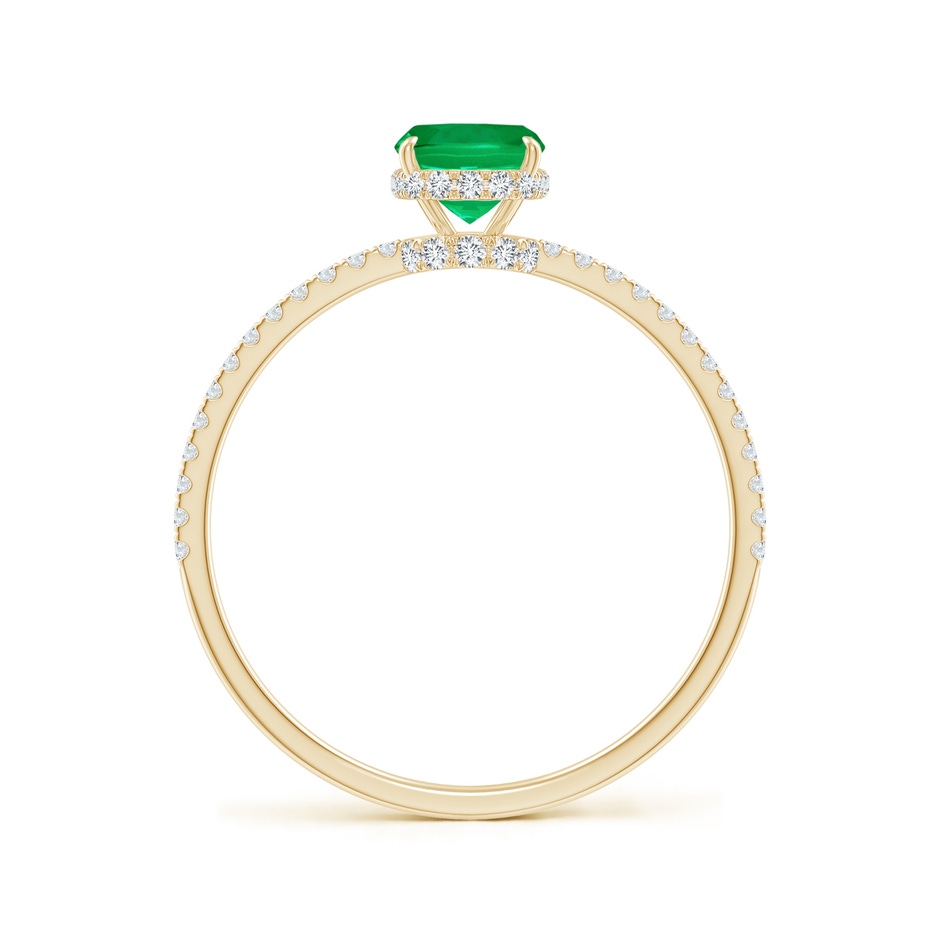 7x5mm AAA Thin Shank Cushion Emerald Ring with Diamond Accents in Yellow Gold side 199