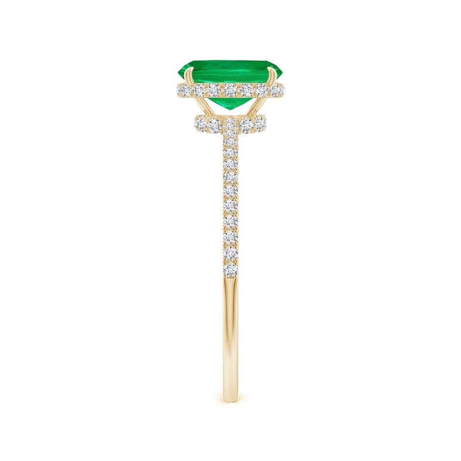 7x5mm AAA Thin Shank Cushion Emerald Ring with Diamond Accents in Yellow Gold side 299