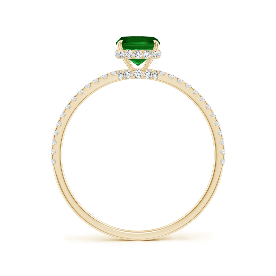 7x5mm AAAA Thin Shank Cushion Emerald Ring with Diamond Accents in Yellow Gold side 199