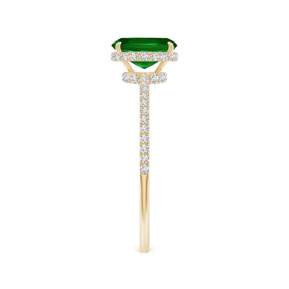 7x5mm AAAA Thin Shank Cushion Emerald Ring with Diamond Accents in Yellow Gold side 299