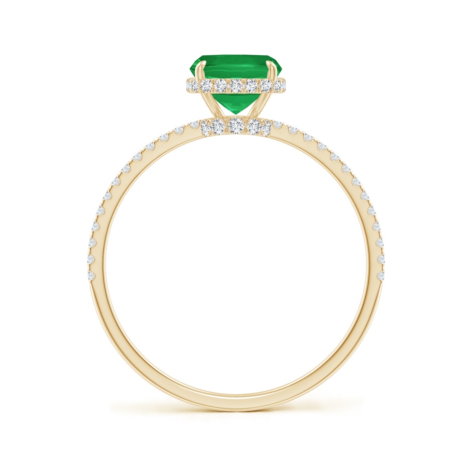 8x6mm A Thin Shank Cushion Emerald Ring with Diamond Accents in Yellow Gold side 199