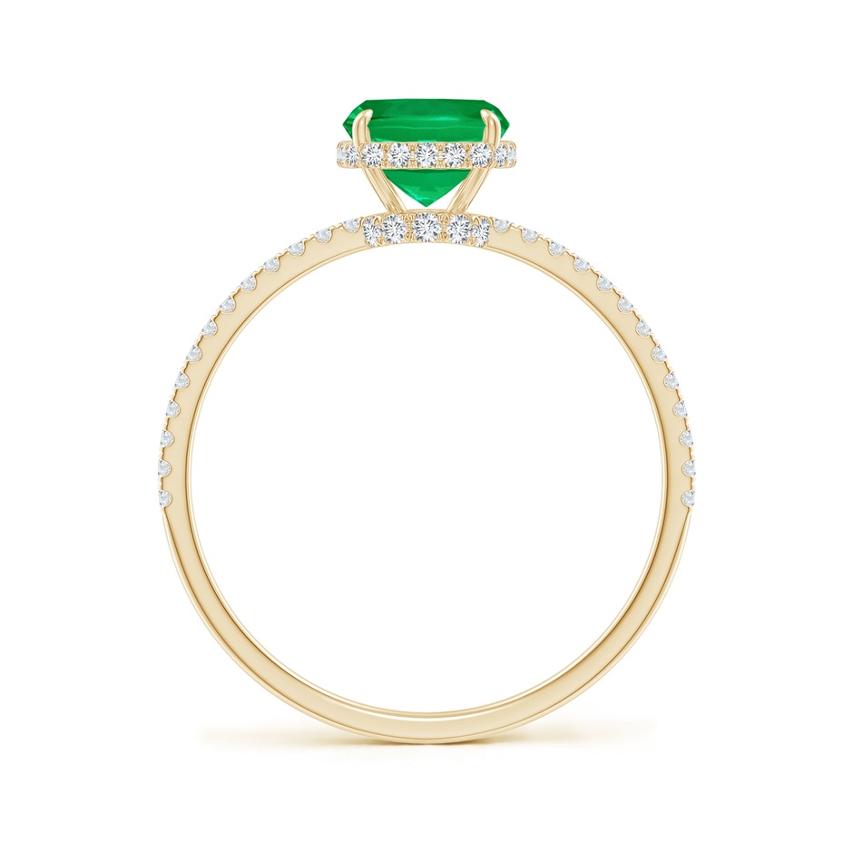 8x6mm AAA Thin Shank Cushion Emerald Ring with Diamond Accents in Yellow Gold side 199