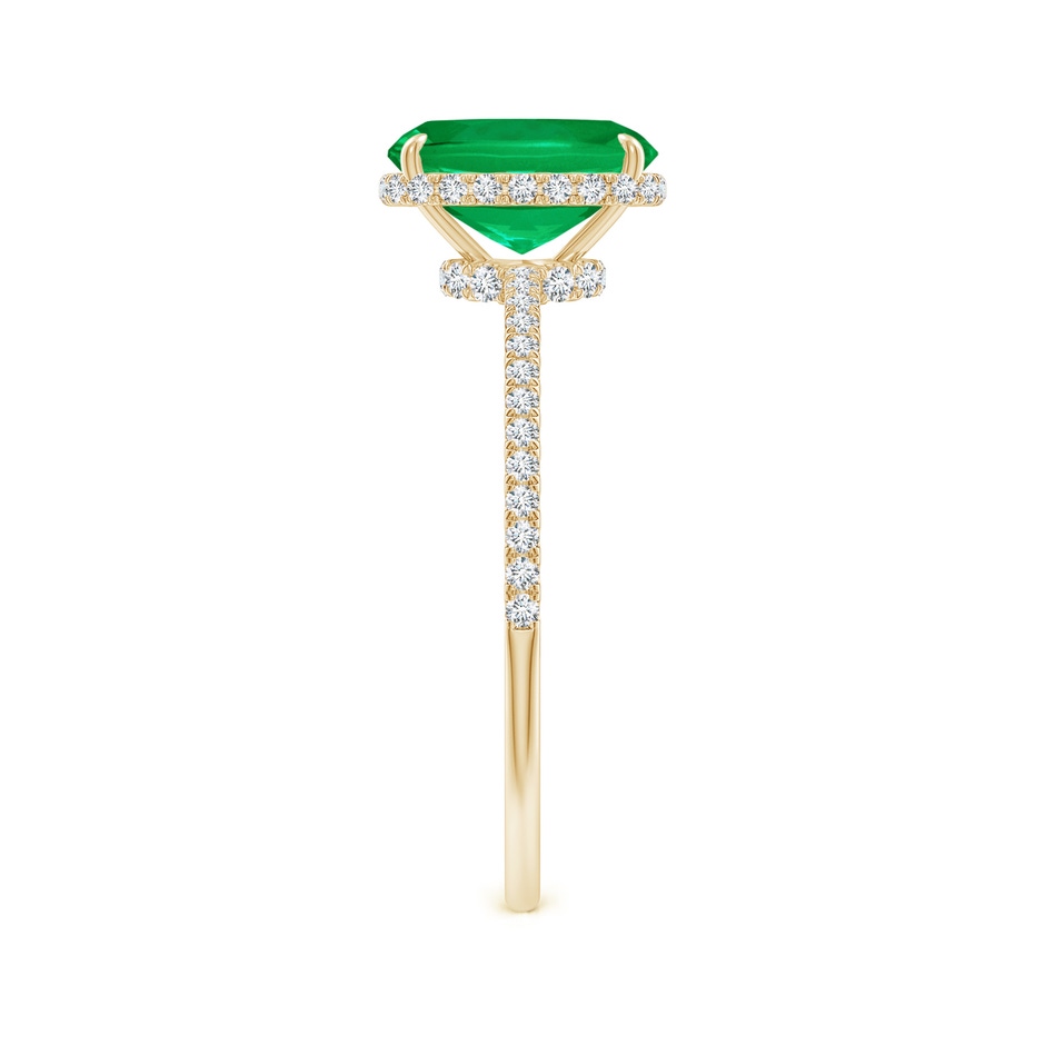 8x6mm AAA Thin Shank Cushion Emerald Ring with Diamond Accents in Yellow Gold side 299