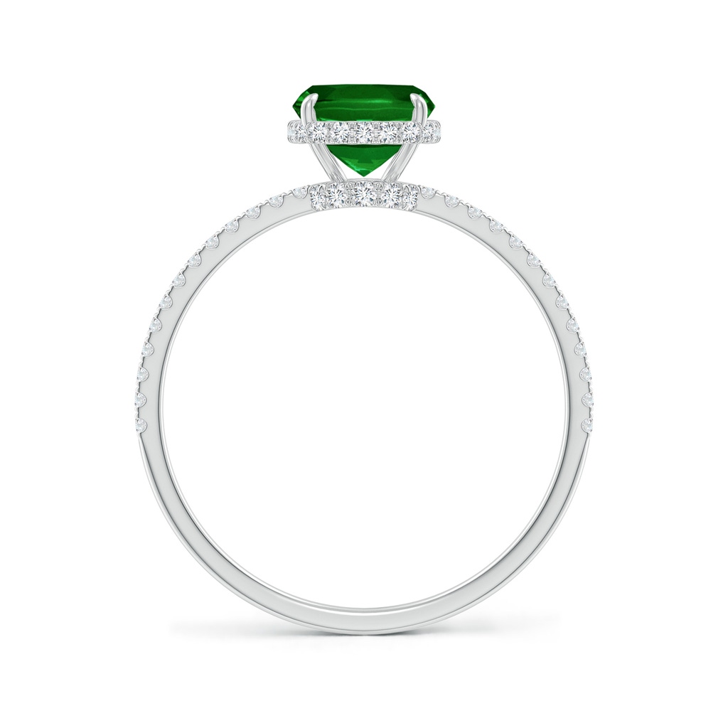 8x6mm AAAA Thin Shank Cushion Emerald Ring with Diamond Accents in White Gold Side 199