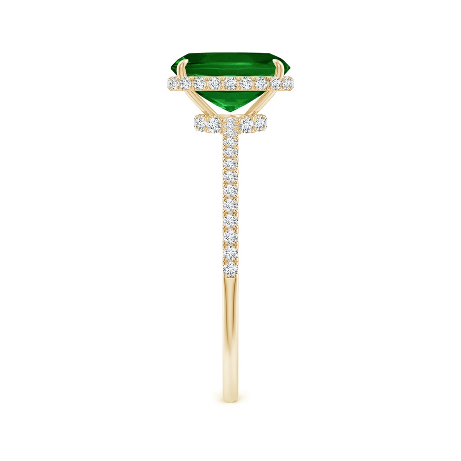 8x6mm AAAA Thin Shank Cushion Emerald Ring with Diamond Accents in Yellow Gold side 299
