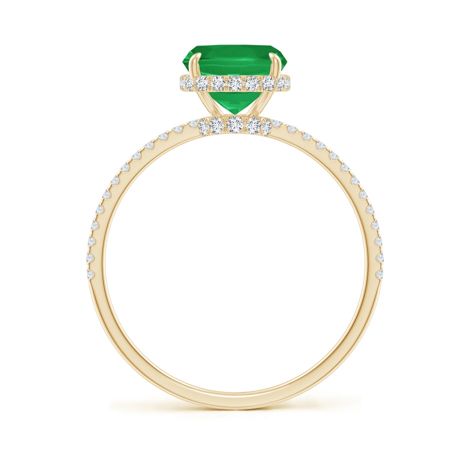 9x7mm A Thin Shank Cushion Emerald Ring with Diamond Accents in Yellow Gold side 199