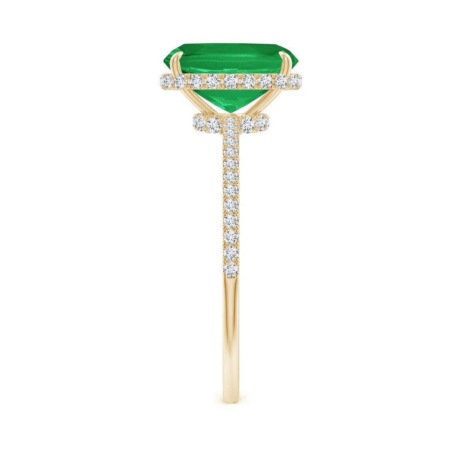 9x7mm A Thin Shank Cushion Emerald Ring with Diamond Accents in Yellow Gold side 299