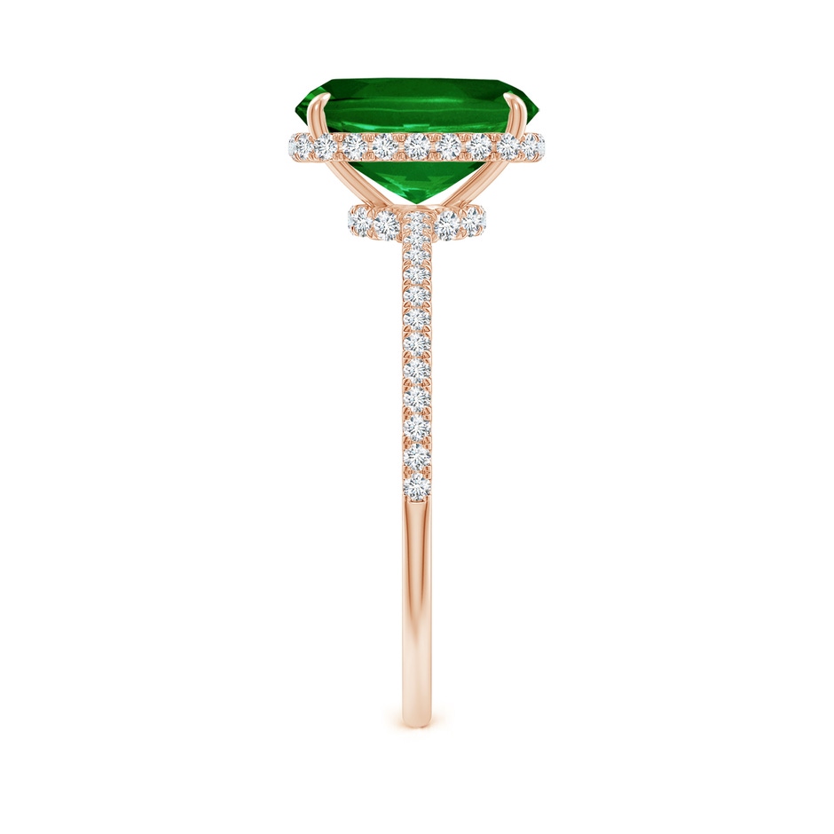 9x7mm AAAA Thin Shank Cushion Emerald Ring with Diamond Accents in Rose Gold side 299