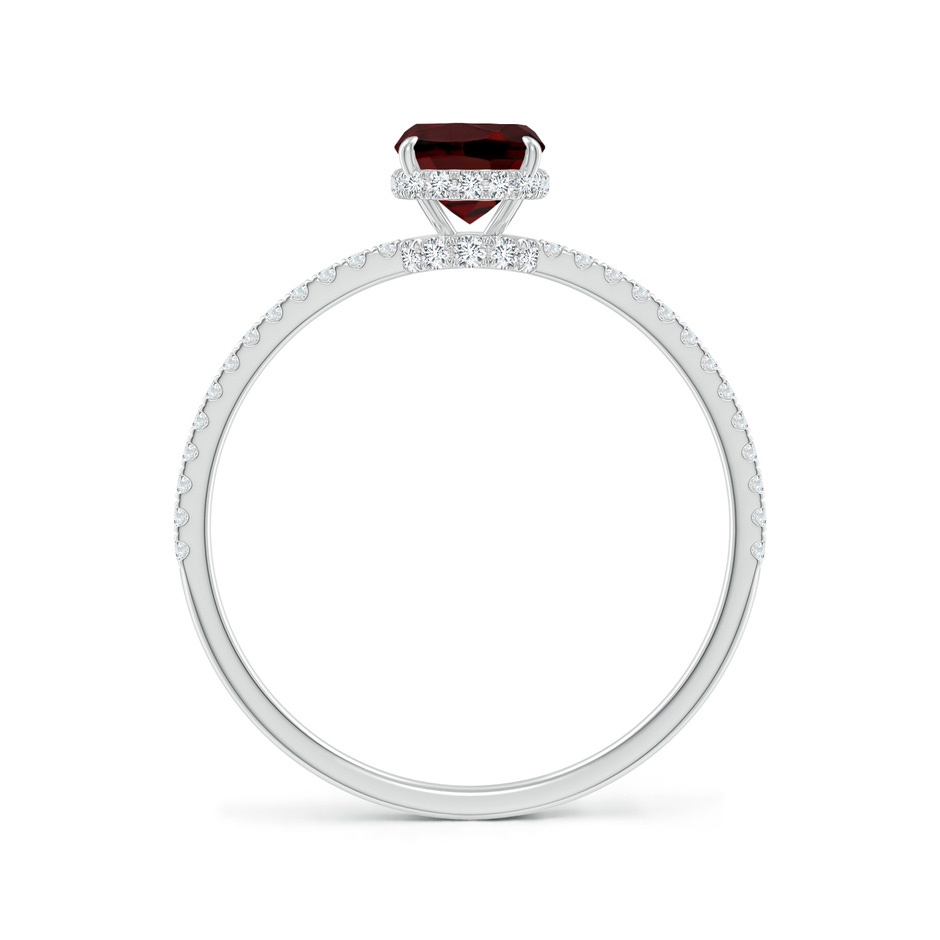 7x5mm AAA Thin Shank Cushion Cut Garnet Ring With Diamond Accents in White Gold side-1