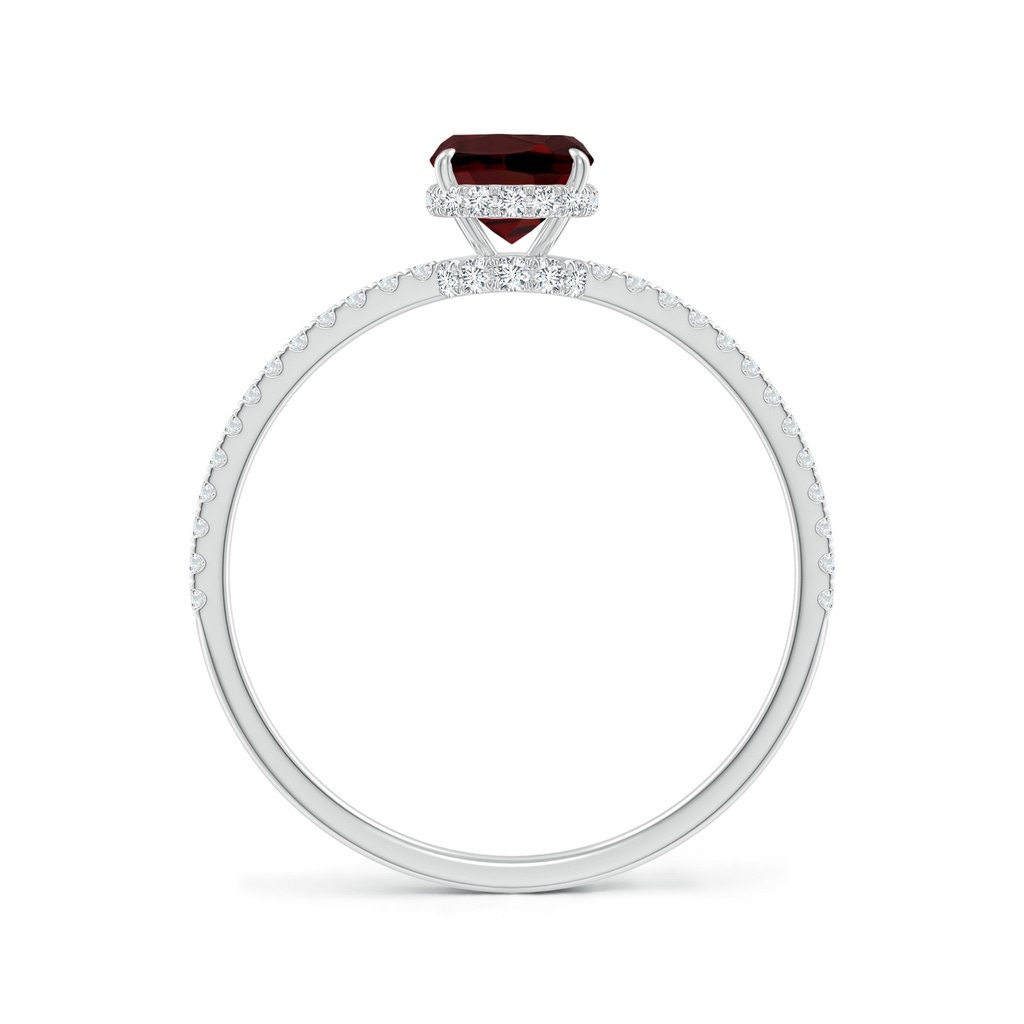 7x5mm AAA Thin Shank Cushion Cut Garnet Ring With Diamond Accents in White Gold - side 199