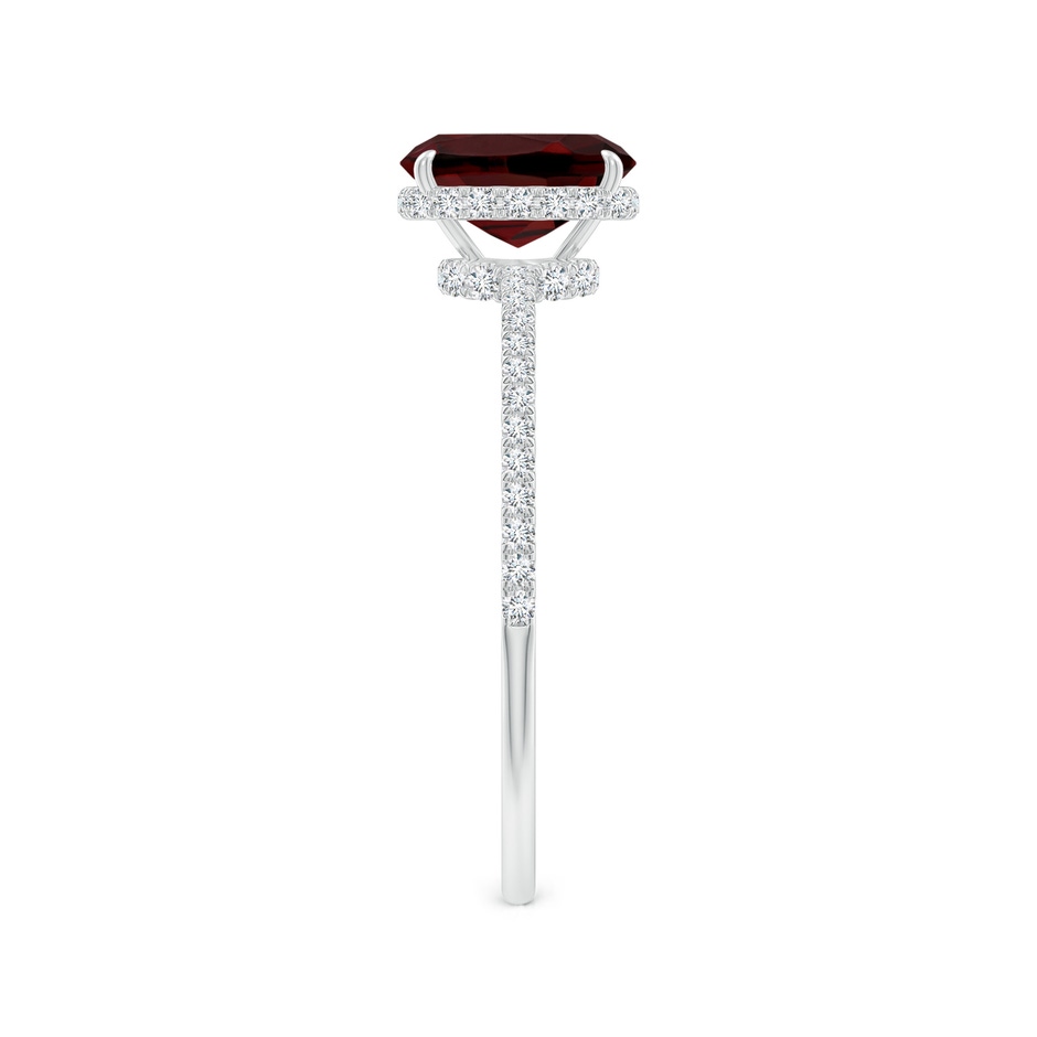 7x5mm AAA Thin Shank Cushion Cut Garnet Ring With Diamond Accents in White Gold side-2