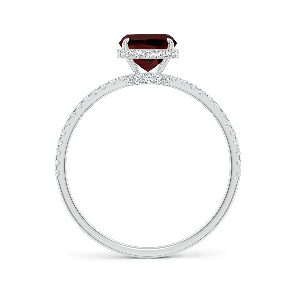 8x6mm AAA Thin Shank Cushion Cut Garnet Ring With Diamond Accents in White Gold Side-1