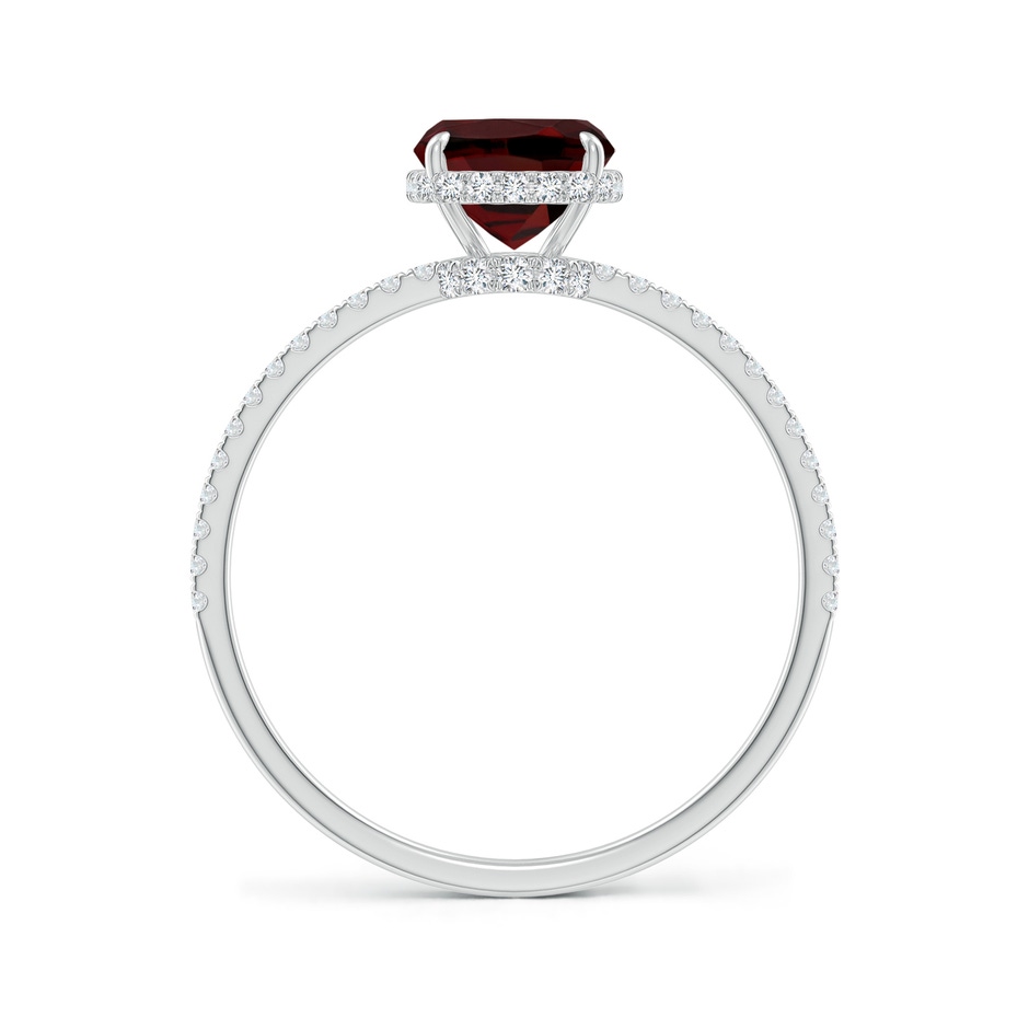 8x6mm AAA Thin Shank Cushion Cut Garnet Ring With Diamond Accents in White Gold side-1