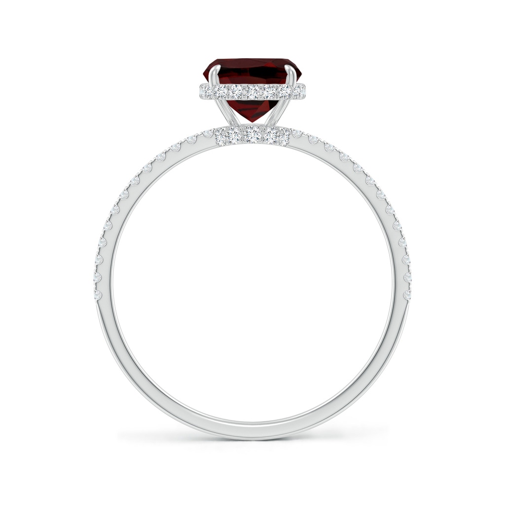 8x6mm AAA Thin Shank Cushion Cut Garnet Ring With Diamond Accents in White Gold - side 199