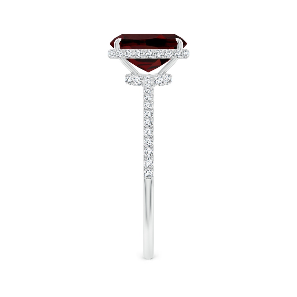 8x6mm AAA Thin Shank Cushion Cut Garnet Ring With Diamond Accents in White Gold Side-2
