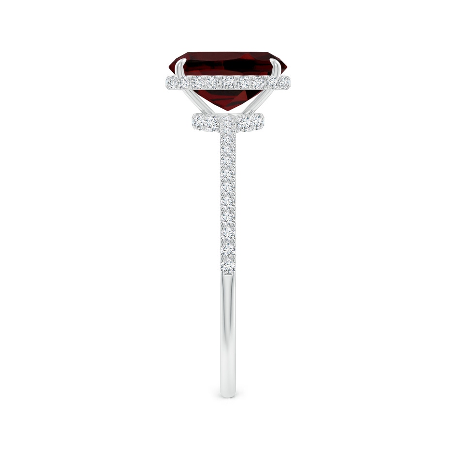 8x6mm AAA Thin Shank Cushion Cut Garnet Ring With Diamond Accents in White Gold side-2