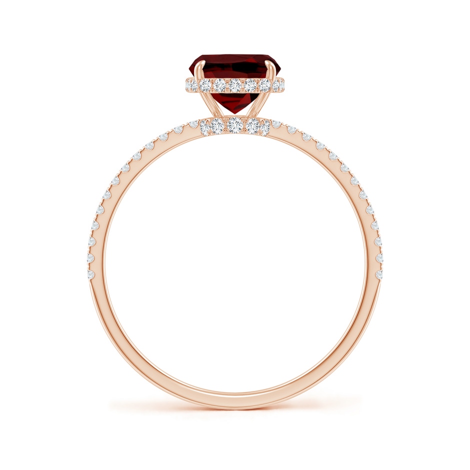 8x6mm AAAA Thin Shank Cushion Cut Garnet Ring With Diamond Accents in Rose Gold side-1