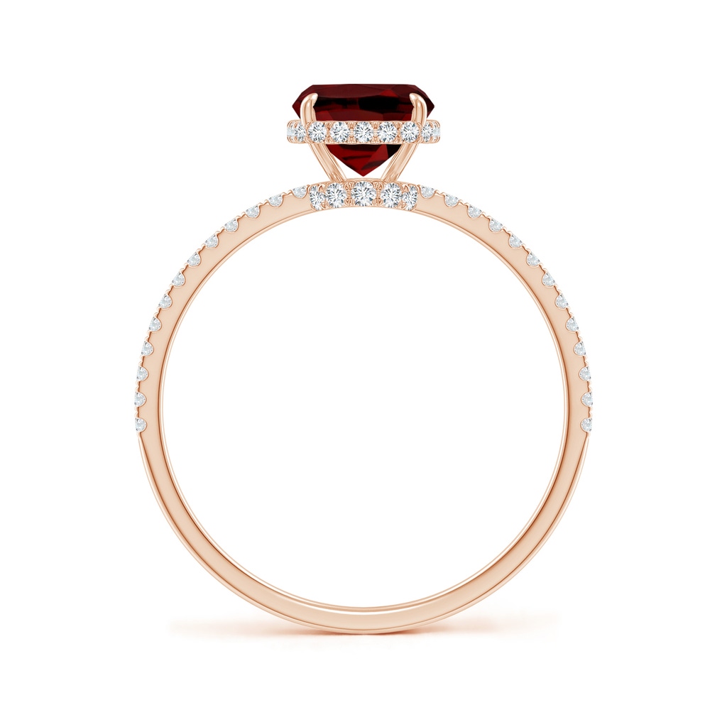 8x6mm AAAA Thin Shank Cushion Cut Garnet Ring With Diamond Accents in Rose Gold - side 199